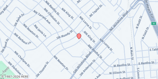 Map showing Your Harvest House at 349 NW Renfro St., Burleson, TX