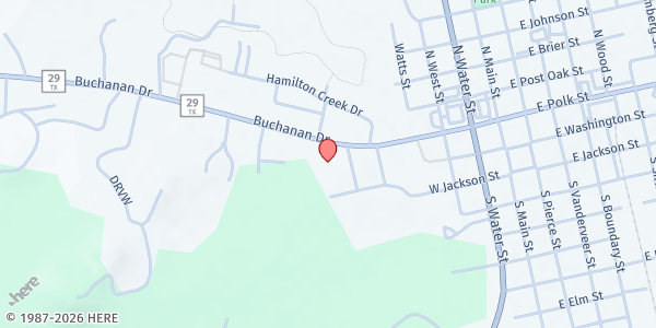 Map showing LACare (Our Mother of Sorrow Catholic Church) at 507 W. Buchanan Dr., Burnet, TX