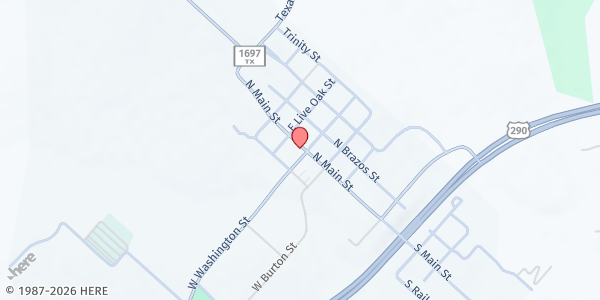 Map showing Burton Bridge Ministry Pantry at 601 N. Main St., Burton, TX