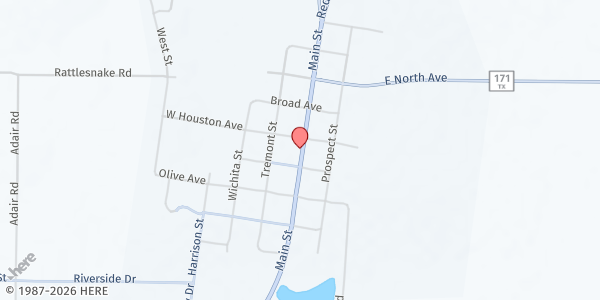 Map showing Byers Assembly of God at 208 S Main, Byers, TX