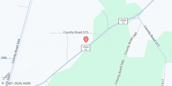 Map showing Trout Creek Baptist Church at 1509 FM 1004, Call, TX