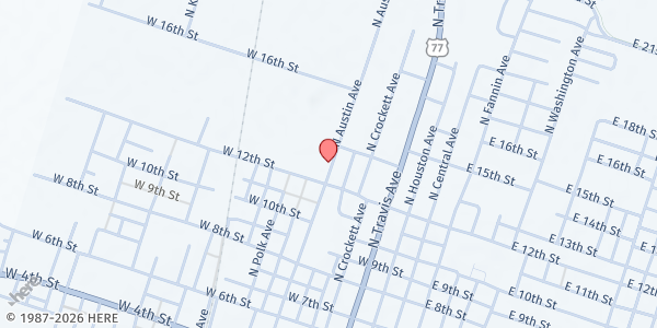 Map showing Blessings From God Food Pantry at 1300 N. Austin St, Cameron, TX