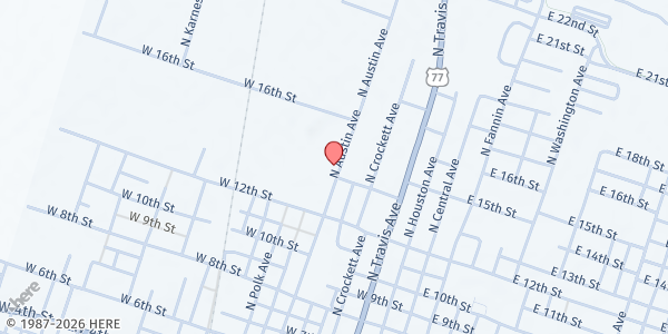 Map showing Blessings from God Food Pantry at 1300 N. Austin St., Cameron, TX