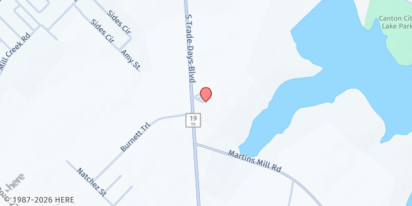 Map showing Crossroads Church at 1930 S. Trade Days Blvd., Canton, TX