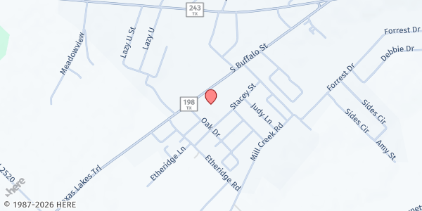 Map showing Love & Grace Family Resource Ministry at 1586 S. Buffalo St., Canton, TX