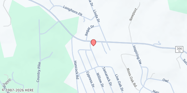 Map showing Hill Country Bible Church at 20885 FM 306, Canyon Lake, TX