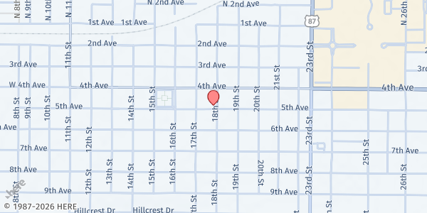 Map showing Canyon Cares Food Pantry at 1719 5th Ave, Canyon, TX