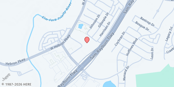 Map showing Grace Bridge at Heartland Church at 4020 Nazarene Dr., Carrollton, TX