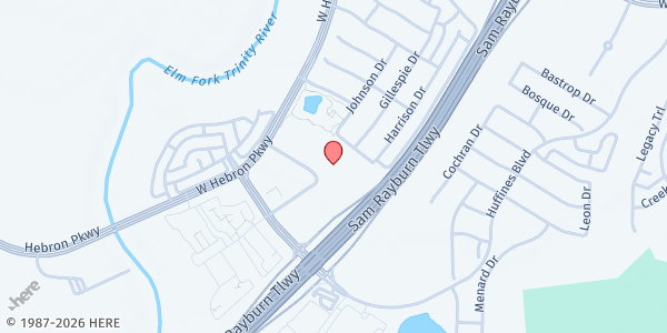 Map showing Heartland Church at 4020 Nazarene Dr., Carrollton, TX