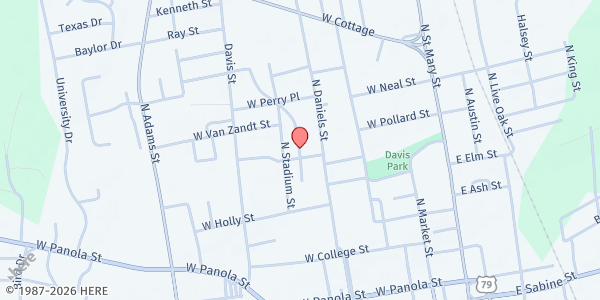 Map showing King's Cabinet Carthage Food Pantry at 522 Beverly Dr., Carthage, TX