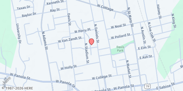 Map showing The King's Cabinet at 522 Beverly Dr., Carthage, TX