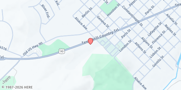 Map showing First Baptist Church of Castroville at 1408 Alsace Ave., Castroville, TX