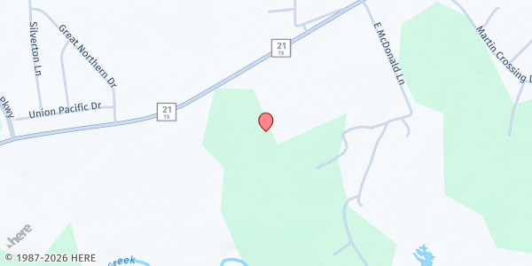 Map showing Mobile Pantry at Bastrop Memorial Stadium at 755 TX-21, Cedar Creek, TX