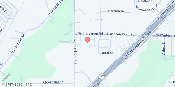 Map showing Community Missionary Baptist Church of Cedar Hill at 820 E. Wintergreen Rd., Cedar Hill, TX