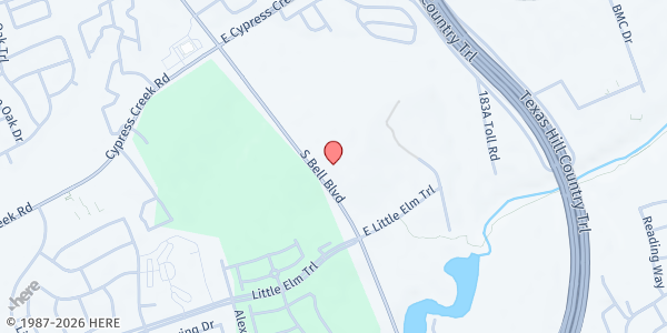 Map showing Reveal Resource Center at 1150 S. Bell Blvd., Cedar Park, TX