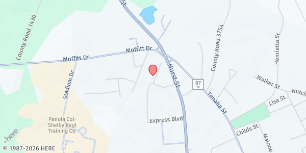 Map showing Center Produce Distribution at 1141 Hurst St., Center, TX