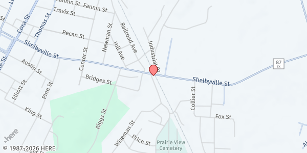 Map showing Shelby County Outreach at 930 Shelbyville St, Center, TX