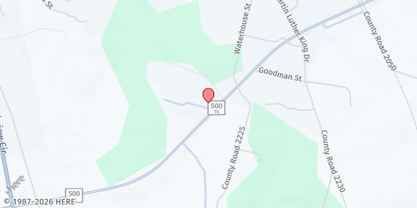 Map showing Shelby County Senior Nutrition Site at 124 Haley Dr., Center, TX