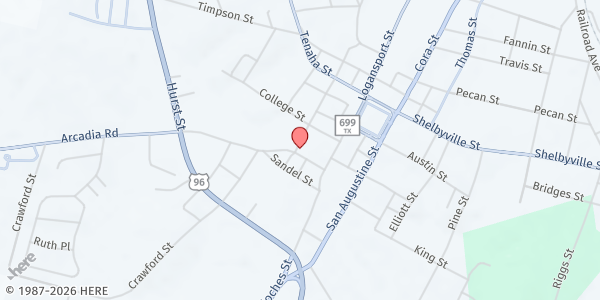 Map showing Tri-County Community Action, Inc. at 507 Crawford St., Center, TX