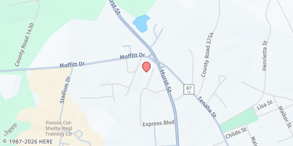 Map showing Tri County Harvest for Homes at 1141 Hurst St, Center, TX