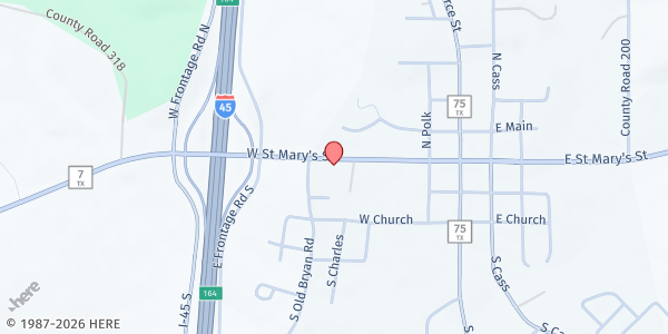 Map showing Centerville Produce at 730 W. St Marys St., Centerville, TX