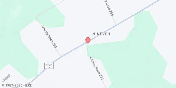 Map showing North Creek Baptist Church at 8153 FM 3178, Centerville, TX