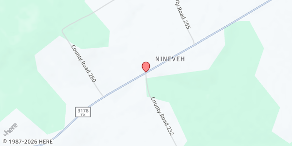 Map showing North Creek Baptist Church at 8153 F.M. 3178, Centerville, TX