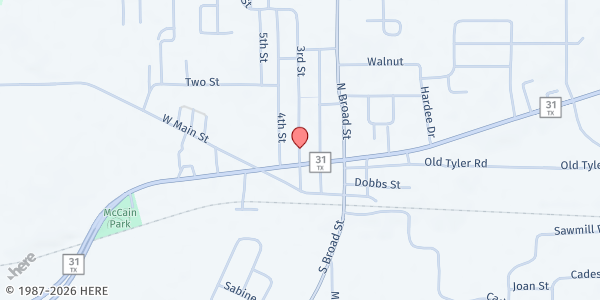 Map showing God's Open Hands at 510 North 3rd St., Chandler, TX