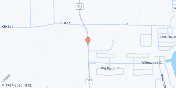 Map showing Mission Westlake Baptist at 1439 FM 315, Chandler, TX