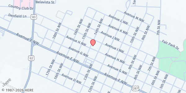 Map showing Food4U Food Pantry of Childress at 1310 Ave. H NW, Childress, TX