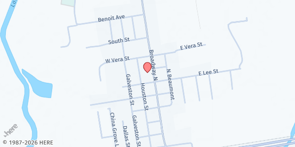 Map showing Hardin Jefferson Hunger Initiative Corp at 717 N. Broadway, China, TX