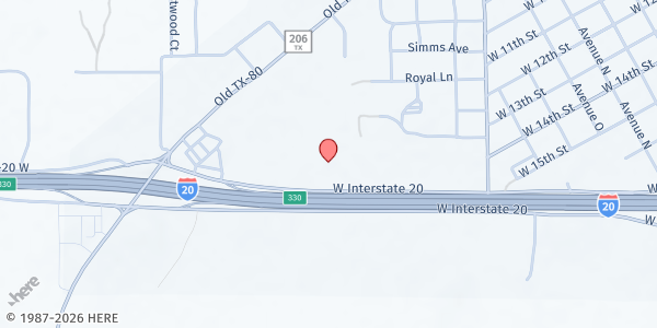 Map showing The Blessing Box Cisco at 1498 I-20 Frontage, Cisco, TX