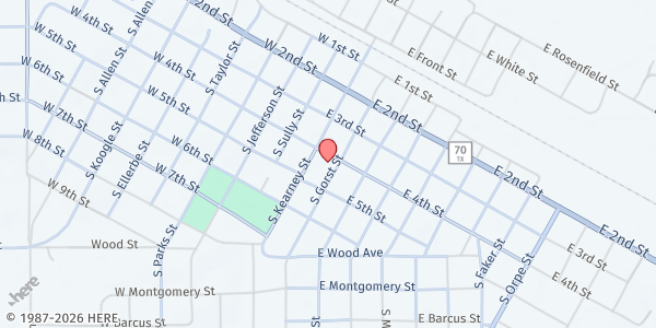 Map showing Donley County Senior Citizens at , Clarendon, TX