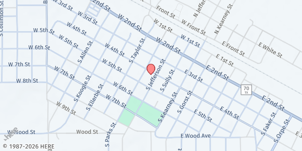 Map showing First United Methodist Church - Bread Of Life at 420 S Jefferson St, Clarendon, TX