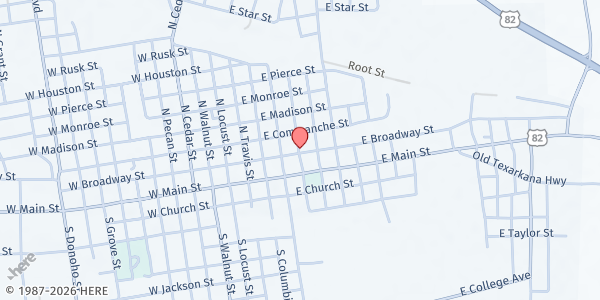 Map showing Clarksville HUB at 501 W Broadway, Clarksville, TX