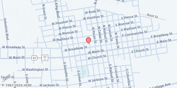 Map showing Clarksville Hub at 501 W. Broadway St., Clarksville, TX