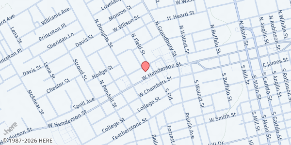 Map showing Field Street Baptist Church at 201 N. Field St., Cleburne, TX