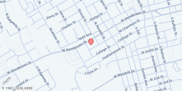 Map showing St. Mark United Methodist Church at 1109 W Henderson, Cleburne, TX