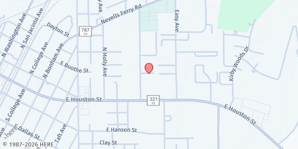 Map showing Azalea Terrace Apartments at 121 Peach Ave, Cleveland, TX