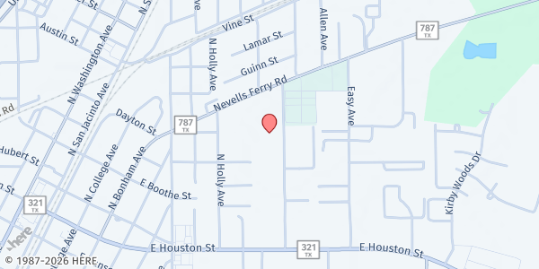 Map showing Cleveland Senior Citizens Center at 220 Peach Ave., Cleveland, TX