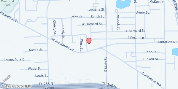 Map showing Grace and Mercy Food Pantry at 607 Aiken St., Clute, TX