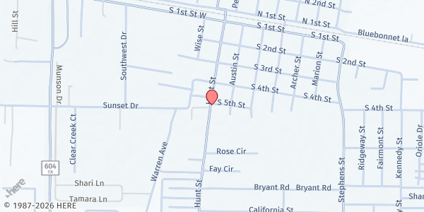Map showing Bible Baptist Church at 557 Hunt St., Clyde, TX