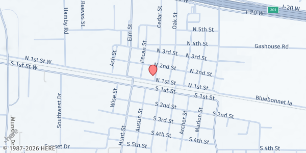 Map showing Cedar Street Distribution Site at 106 Cedar St., Clyde, TX