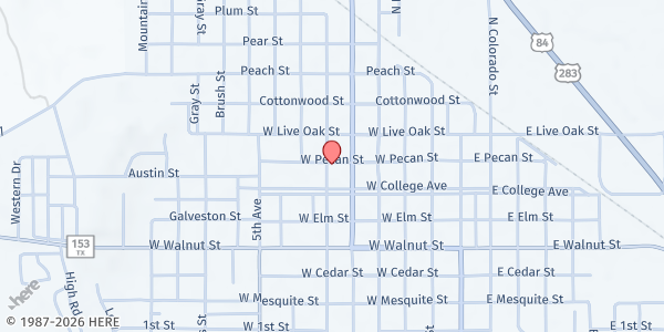 Map showing Food Pantry at 519 W. Pecan St. at 519 W. Pecan St., Coleman, TX