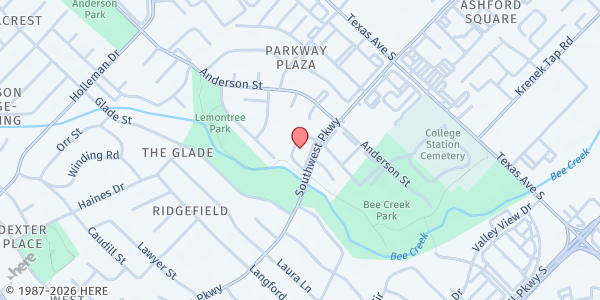 Map showing Brazos Valley Food Bank - Southwest Parkway at 1501 Southwest Parkway, College Station, TX
