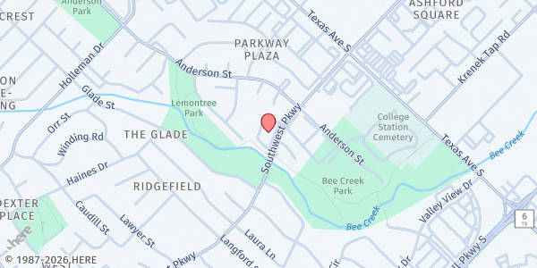 Map showing Parkway Baptist at 1501 Southwest Pkwy., College Station, TX