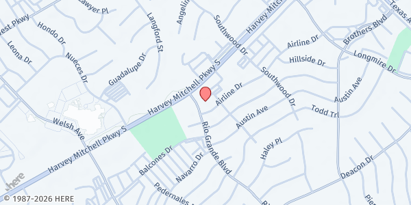 Map showing Peace Lutheran Church at 2201 Rio Grande Blvd., College Station, TX