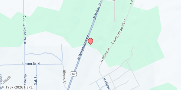 Map showing Heavenly Blessings at 1408 N. Wheeler Ave., Colmesneil, TX