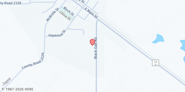 Map showing Color Blind Ministries Pantry at 210 Black Oak Rd., Como, TX