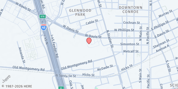 Map showing Angelic Resale Store & Pantry at 727 W. Davis St., Conroe, TX